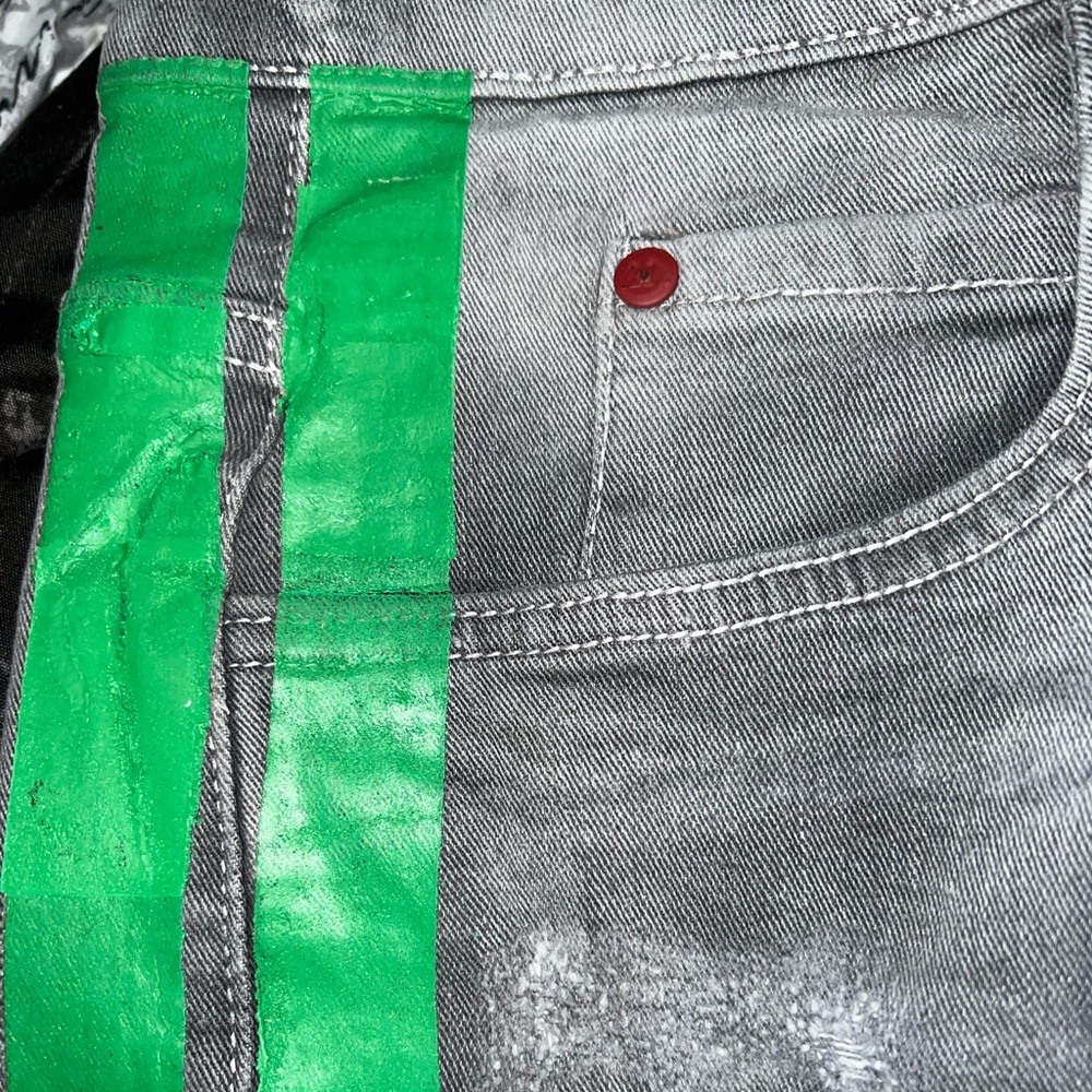 ‘Spark’ Mens Ripped Jean Short with Stripe